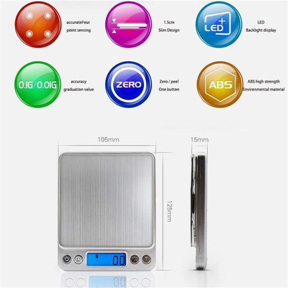 2 pcs LCD Portable Mini Electronic Digital Scales 3000g/0.1g Pocket Case Postal - Picture 7 of 16